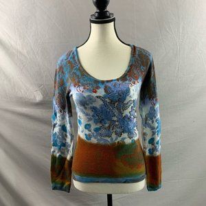 Beaded Floral Sweater Made in Italy